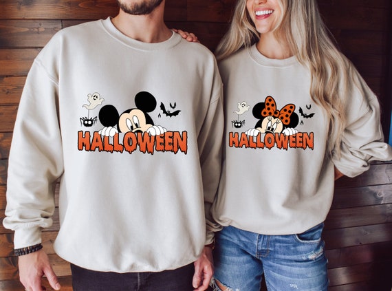 Mickey And Minnie Halloween Tee, Mickey And Minnie Matching Sweater, Halloween Lovers Gifts, Mickey And Minnie Couple Sweatshirt