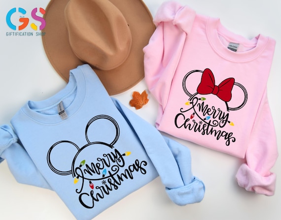Disney Christmas Lights Matching Sweatshirt, Mickey And Minnie Xmas Sweater, Disneyland Holiday Couple Hoodie
