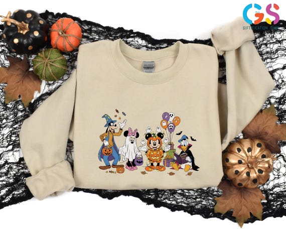 Halloween Mickey and Friends Sweatshirt, Disney Halloween Ghost Sweater, Disney Characters Spooky Vibes Sweatshirt, Halloween Gift for Kids