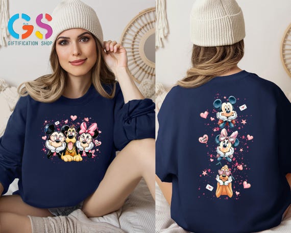 Disney Valentines Day Sweatshirt, Disneyland Vacation Sweater, Mickey Minnie Valentine Hoodie, Love Clothing