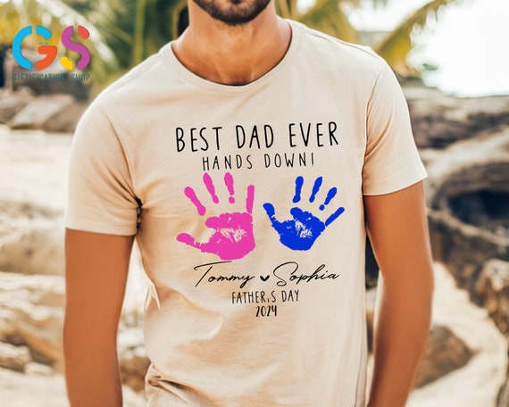Personalized Dad Shirt, Custom Handprint T-Shirt, Fathers Day Gifts From Kids, Customized Dad Gifts, Custom Dad TShirt, Gift For Dad