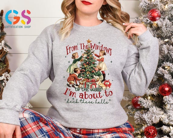 From The Windows To The Walls Sweatshirt, Merry And Bright New Year Hoodie, Christmas Tree Sweater With Light