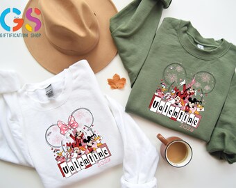 Disneyland Valentines Day Sweatshirt, Mickey and Minnie Valentine Sweater, Disneyworld Valentine's Day Couples Matching Sweatshirt