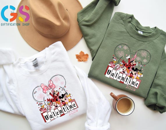 Disneyland Valentines Day Sweatshirt, Mickey and Minnie Valentine Sweater, Disneyworld Valentine's Day Couples Matching Sweatshirt