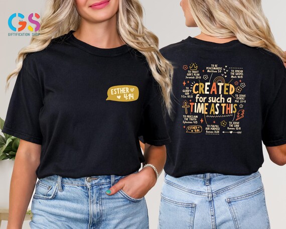 Created For a Such a Time as This Shirt, Retro Christian Shirt, Women's Bible Verse Tee,Dear Person Behind Me, Religion Tee, Esther 4:14 Tee