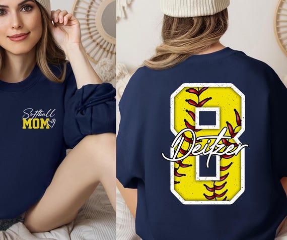 Personalized Softball Mom Sweatshirt, Custom Name and Number Softball mom Sweater, Customized Softball Mom Hoodie, Softball Mama Sweater