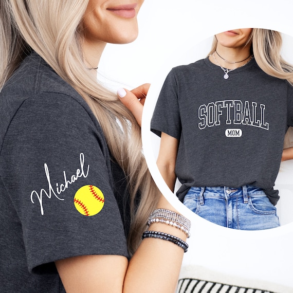 Personalized Softball Mom T Shirt, Custom Softball Mom Shirt, Customized Softball Gift, Softball Mama Tee, Softball Mom Shirt