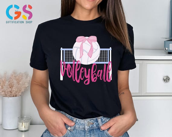 Volleyball Coquette Shirt, Grandmillennial Sports Tshirt, Coquette Sports Shirt, Volleyball Season Shirt, Volleyball Gift, Volleyball Shirt