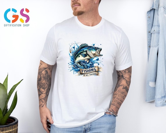 Fishing Lover Tshirt, Fisherman Shirt, Fishing is My Therapy Shirt, Fishing Life Shirt, Funny Dad Shirt, Dad Birthday Gift, Lake Life Shirt