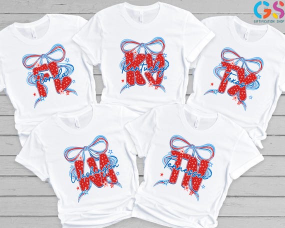Retro USA State Shirts, USA Coquette Shirt, America Brushstroke Tee, State 4th of July Shirt, Memorial Day Shirt, Patriotic America Shirt