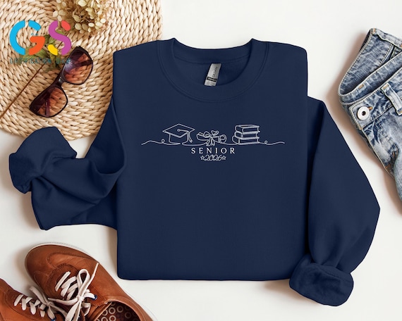 Senior Outline Sweatshirt, School Team Spirit Sweater, Highschool Graduation Hoodie, Cheer Gift, College Class Clothes