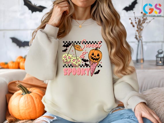 Sweet and Spooky Halloween Sweatshirt, Halloween Ice cream Sweater, Funny Spooky Season Hoodie, Halloween Summer Sweatshirt, Spooky Gift