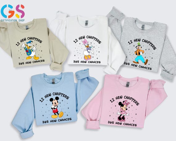 12 New Chapters 365 New Chances Sweatshirt, Disney Positive Quotes Sweater, Holiday Family Matching Hoodie