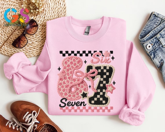 Faux Yarn Six Seven Sweatshirt, 67 Viral Meme Saying Sweater, Heart Lover Joke Hoodie, Social Media Humor Clothing