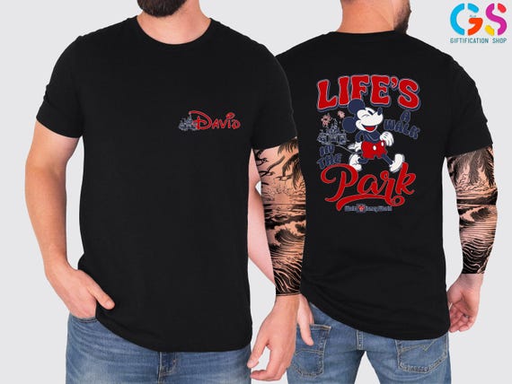 Custom Walk In The Park Disney Shirt, Personalized Mickey Trip Tee, Name On Pocket Shirt, Disney Family Matching Vacation Shirt