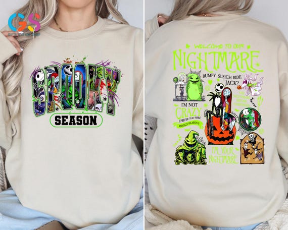 Horror Movie Halloween Sweatshirt, Two Sides Cartoon Character Tee, Spooky Season Gift