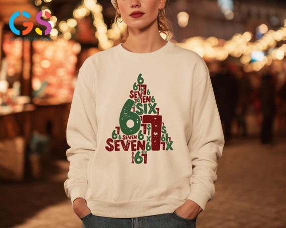Funny 67 Christmas Tree Sweatshirt, Six Seven Hoodie, New Year Meme Sweater, Holiday Gift, Women Merry Xmas Clothes