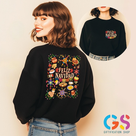 Latina Christmas Sweatshirt, Mexican Christmas Hoodie, Concha Chirstmas With Food Facy Clothes, Ugly Xmas Apparel