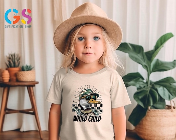 Wild Child Shirt, Funny Duck Hunting Shirt, Boy Hunting Shirt, Hunting Shirt for Kids, Retro Hunter Shirt, Wild Lover Shirt, Adventure Tee