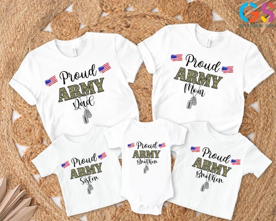 Custom Name Proud Army Family Matching T-shirt, Military Shirt for Groups, Memorial Day Tee, Veterans Day Shirt