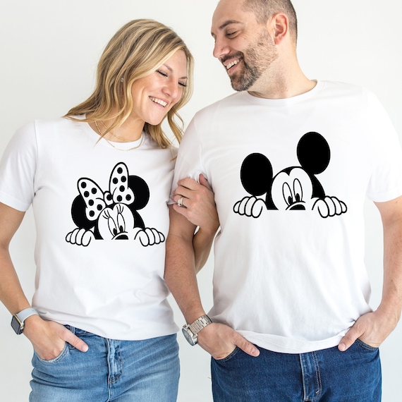 Mickey And Minnie Couple Shirts, Mickey and Minnie Matching Shirts,Peeking Mickey,Peeking Minnie,Mickey Shirt For Men,Minnie Shirt For Women