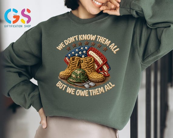 Military 250th Anniversary Memorial Sweatshirt, Faux Crochet Army Soldier Independence Day Sweater, USA Gift