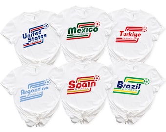 Custom Retro Soccer World Tshirt, USA United States Spain Football Cup 2026 Sweatshirt, Football Tournament Tee