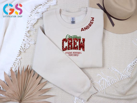 Custom Name Christmas Crew Sweatshirt, Personalized Family Matching Crewneck, Merry Xmas Cozy Woman Clothing