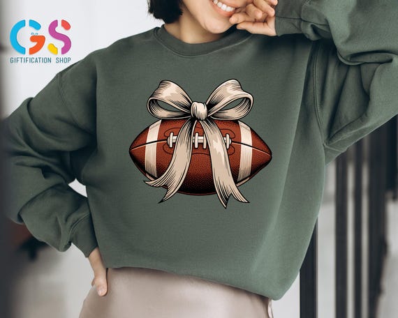 Coquette American Football Womens Sweatshirt, Sports Fan Season Sweater, Game Day Lover Hoodie, Girly Top