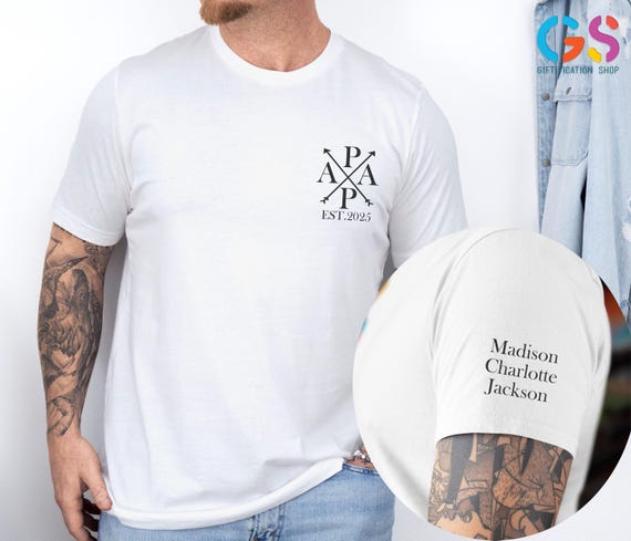 Personalized Papa Shirt, Custom Kids Name Papa T-Shirt, Customized Papa Gift, Fathers Day Gifts, Papa Birthday Gift, Dad Shirt, Gift For Dad