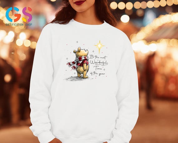Little Jar Bear The Most Wonderful Time Sweatshirt, Sweet Character Merry Christmas Hoodie, Disney World Trip Clothing