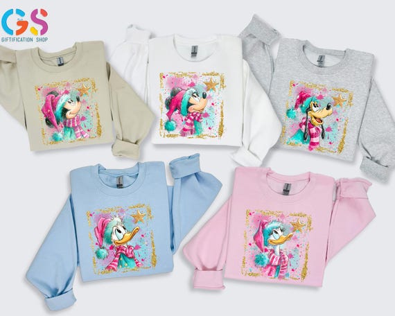 Disney Mickey And Friends Christmas Sweatshirt, Disneyland Matching Family Trip Sweater, Disney World Xmas Hoodie