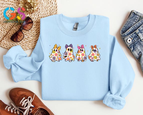 Coquette Ghost Sweatshirt, Ghost With Bow Sweater,Halloween Girly Hoodie,Spooky Season Sweatshirt For Girls,Cute Ghost Hoodie,Halloween Gift