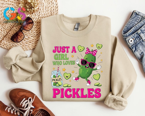 Just A Girl Who Loves Pickles Sweater, Cute Pickle Lover Gift, Foodie Vegan Sweatshirt