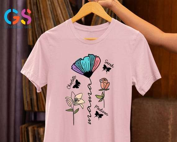 Butterfly Mom Shirt, Custom Mom Shirt, Floral Mama Shirt, Mothers Day Shirt, Mama Shirt, Mom Life Shirt, Mom and Kids Shirt,Mothers Day Gift