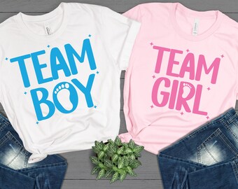 Camiseta personalizada para revelar el sexo del niño o la niña, sudadera a juego para la familia en rosa y azul, anuncio de embarazo.
