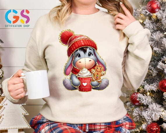 Melancholy Donkey Christmas Sweatshirt, Holiday Vibe Disneyland Trip Sweater, Disney Character Xmas Clothing