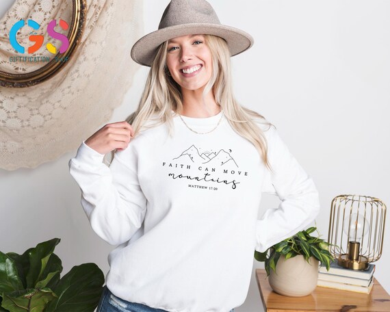 Christian Mountain Bible Verse Sweatshirt, Religious Based Minimalist Sweater, Faith Jesus Believe Hoodie
