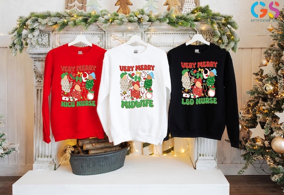 Christmas Labor And Delivery Nurse Sweatshirt, Christmas Nicu Nurse, Holiday Gift For Mother Baby, Very Merry Midwife Christmas Hoodie