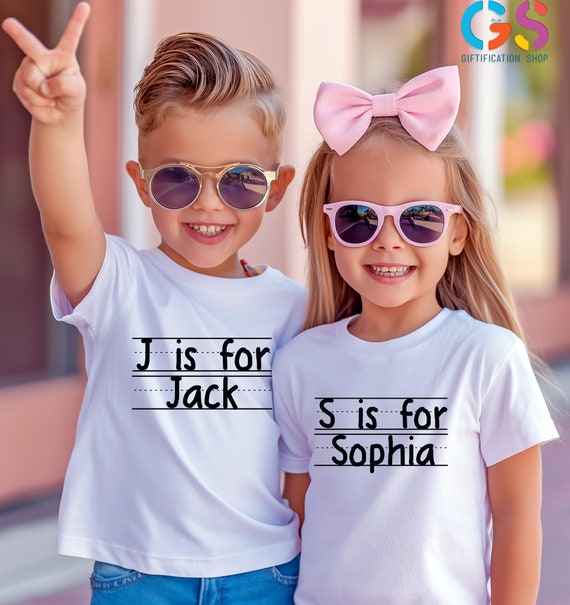 Personalized Kids Name Shirt, Custom Alphabet Shirt, First Day of School Shirt, Back to School Shirt, Hello My Name is Name Tag Tee Shirt