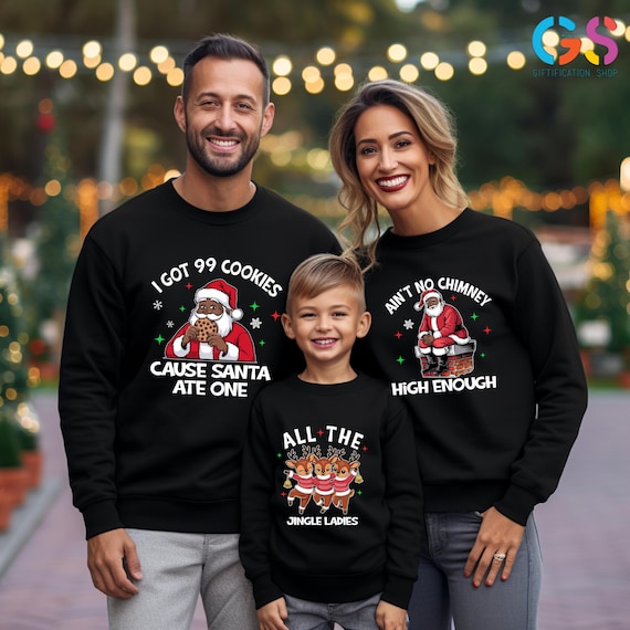 Custom Christmas Family Matching Sweatshirt, Black Santa Claus Sweater, African American Christmas Hoodie, Christmas Gift for Groups