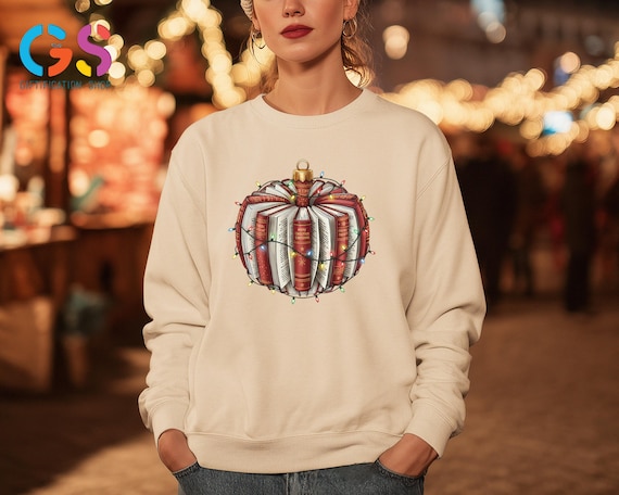 Christmas Lights Book Sweatshirt, Retro Christmas Reading Sweater, Christmas  Librarian  Hoodie, Xmas Book Lover Gift