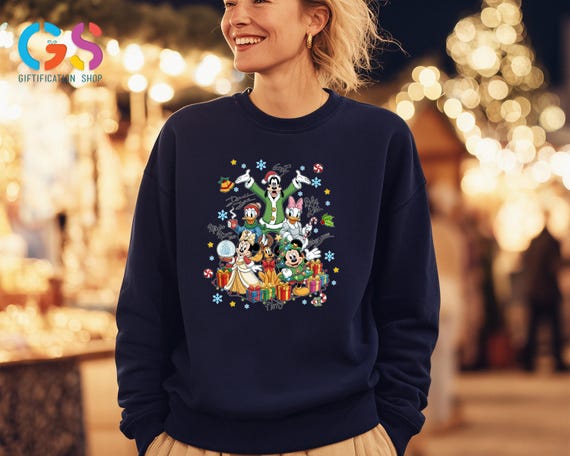 Disney Christmas Sweatshirt, Mickey And Friends Xmas Sweater, Holiday Disneyland Trip Hoodie, Merry Xmas Family Top