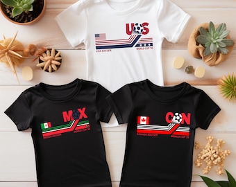 Custom Vintage USA Mexico Canada Flag Tshirt, Soccer Fan Sweatshirt, Football Fan Gift, International Game Day Tee