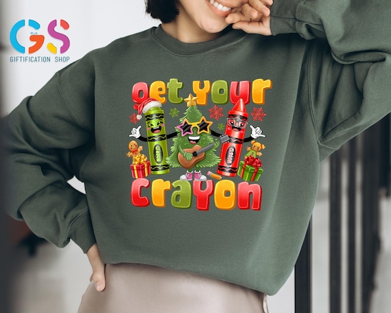 Christmas Crayon Sweatshirt, Funny Teacher Holiday Hoodie, Xmas Teaching Tree Gift, Kindergarten Life Cozy Clothing