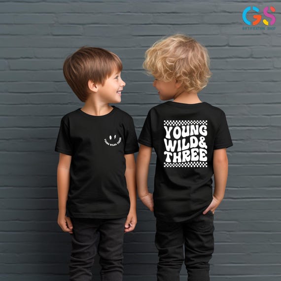 Young Wild Three Shirt, Third Birthday Shirt, Third Birthday Party Tee, 3rd Birthday Boy Shirt, 3 Years Old, Gift, 3rd Birthday Tee