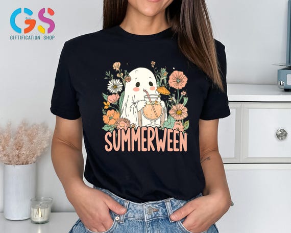 Summer Halloween Tshirt, Funny Ghost Summer Shirt, Summerween Shirt, Summer Shirt for Halloween, Floral Ghost Shirt for Summer,Spooky Summer
