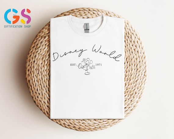 Disney World Est 1971 Shirt, Hand Writing Disneyworld Shirt, Line Art Mickey Mouse Shirt, Minimalist Disney Tee, Funny Mickey Shirt