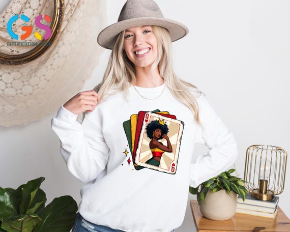 Black Woman Playing Card Queen Sweatshirt, Human Right African American Sweater, Black Girl Magic Hoodie