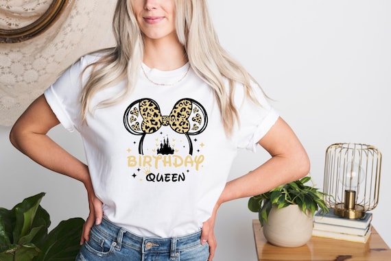 Birthday Queen Shirt, Minnie Mouse Birthday Shirt, Leopard Birthday Shirt, Birthday Women Gift, Leopard Minnie Ears, Gift For Her